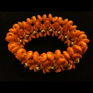 BNWOT Orange/Gold bead stretch bracelet